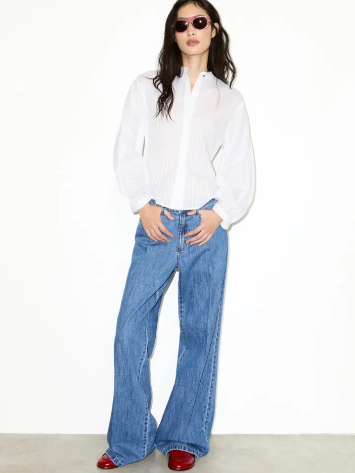 Striped cotton-muslin shirt - optical white
