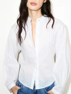 Striped cotton-muslin shirt - optical white