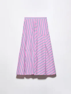 Striped cotton-poplin skirt - pink