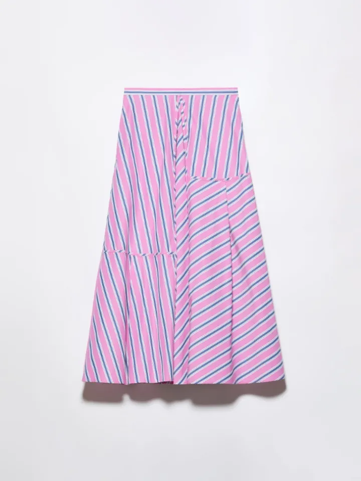Striped cotton-poplin skirt - pink