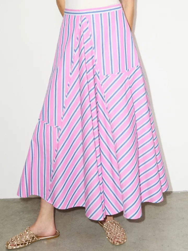 Striped cotton-poplin skirt - pink