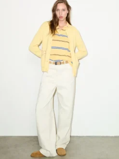 Striped embroidered polo shirt - yellow