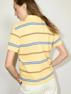 Striped embroidered polo shirt - yellow