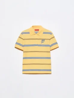 Striped embroidered polo shirt - yellow