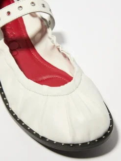 Studded nappa-leather ballet flats - white