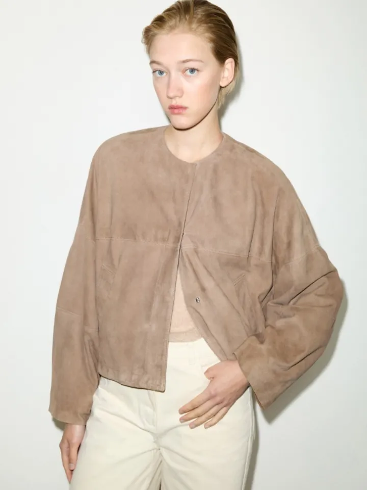 Suede jacket - turtledove