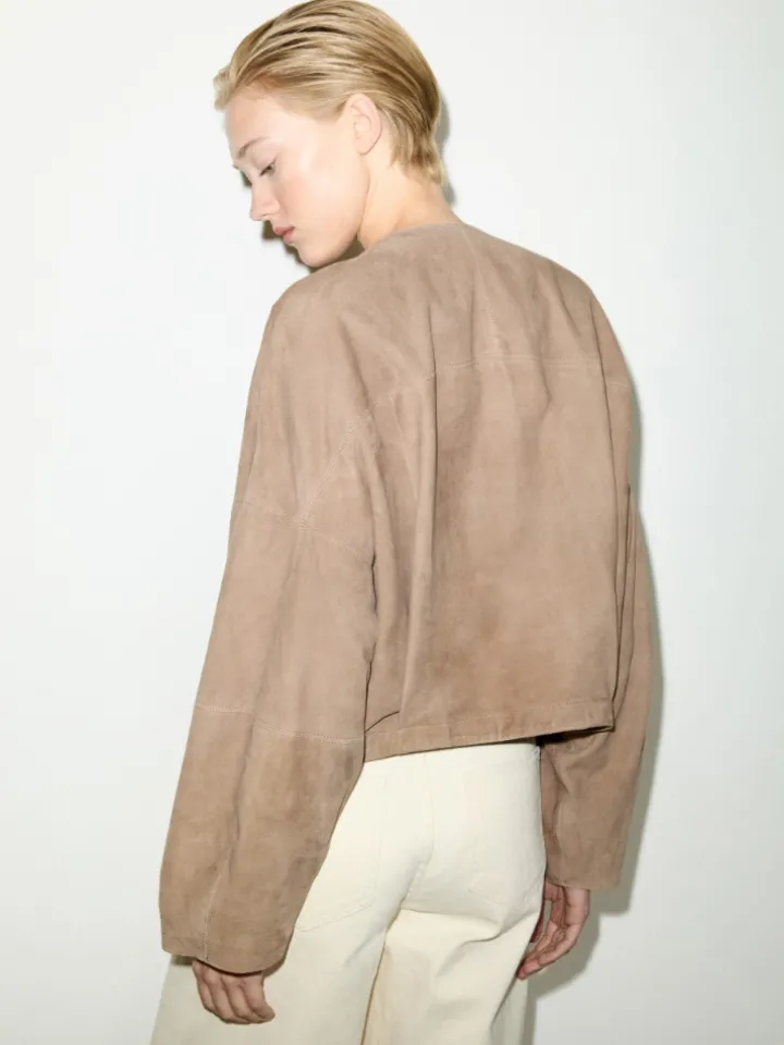 Suede jacket - turtledove