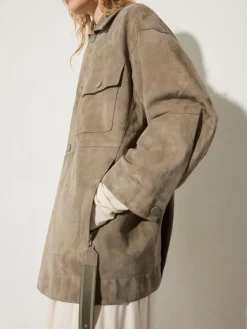 Suede shacket - sage