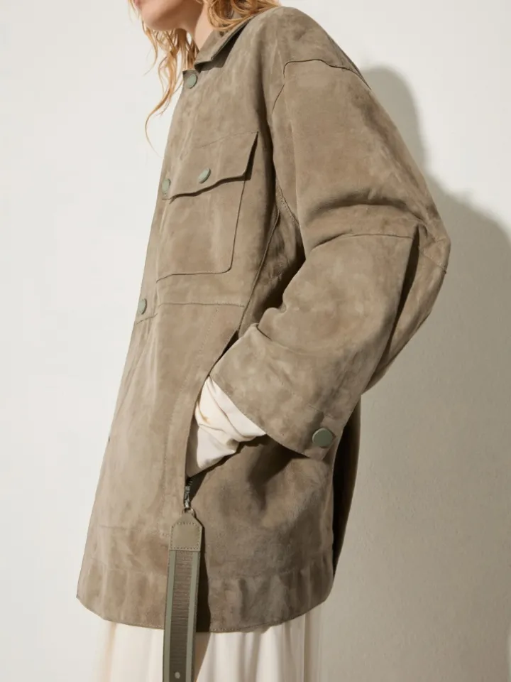 Suede shacket - sage