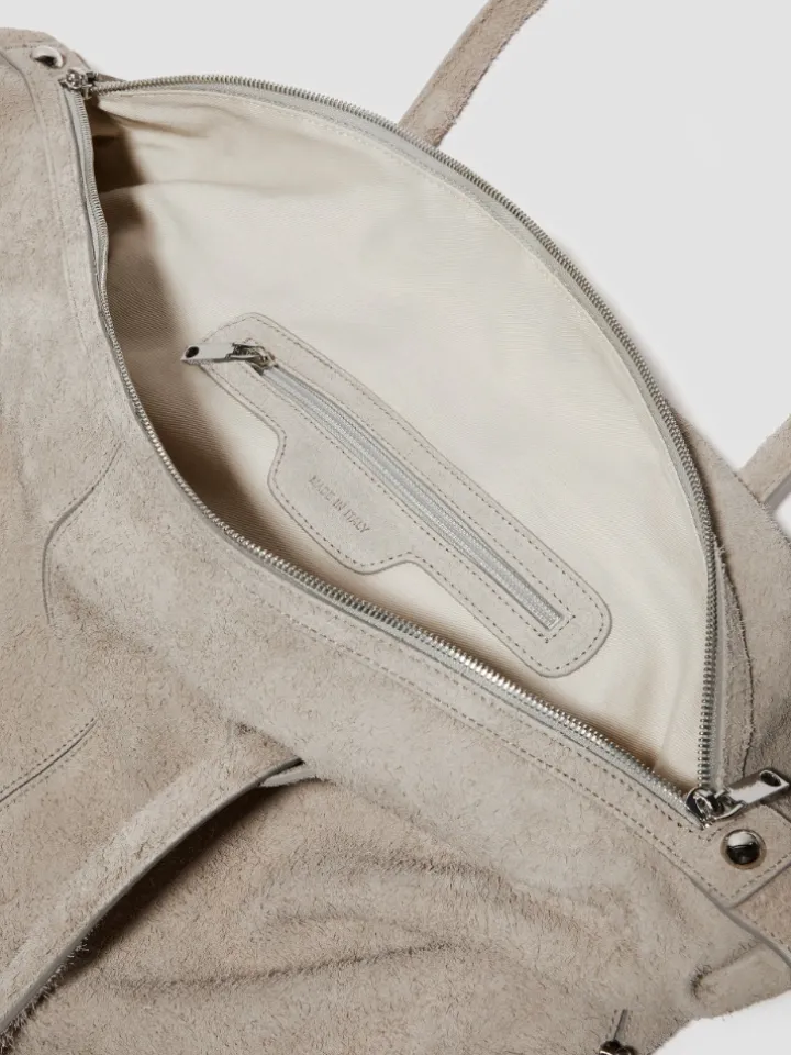 Suede tote bag - turtledove