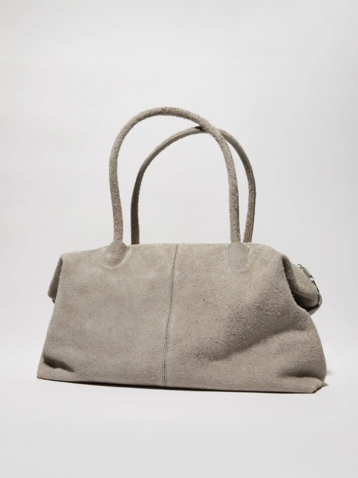 Suede tote bag - turtledove