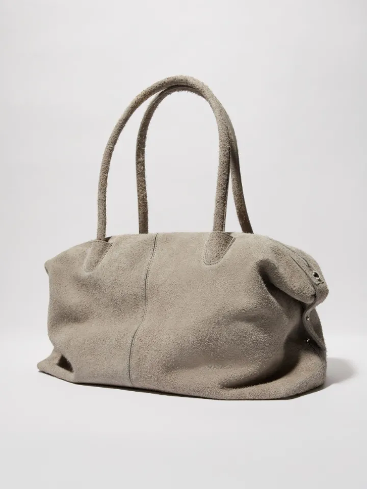 Suede tote bag - turtledove