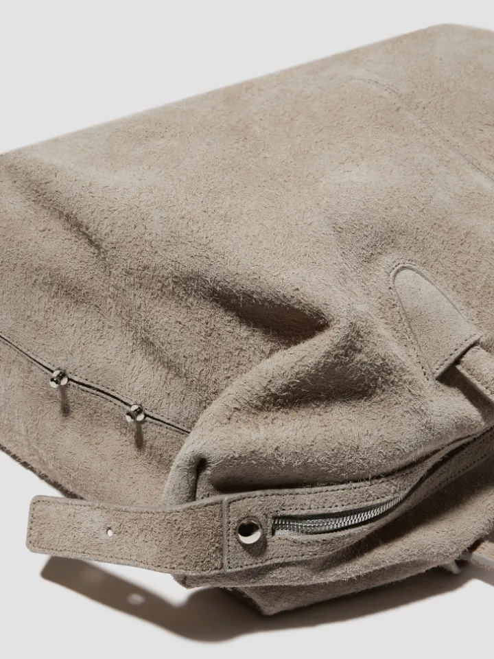 Suede tote bag - turtledove