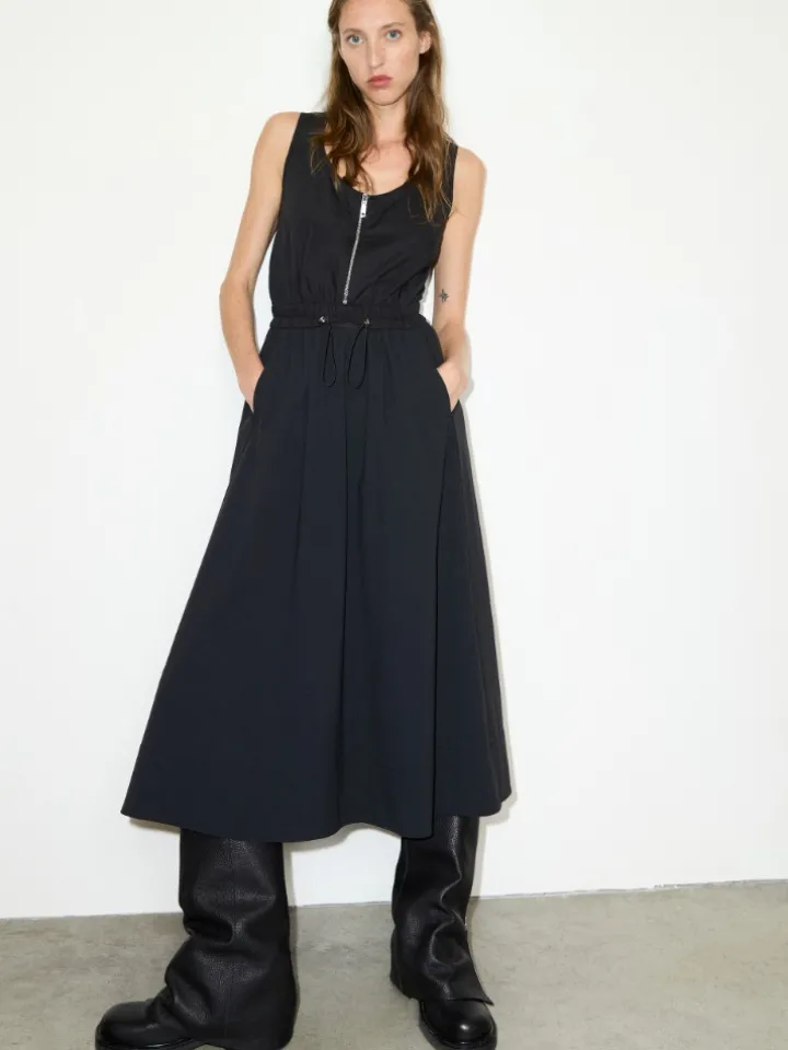 Technical-jersey midi dress - black