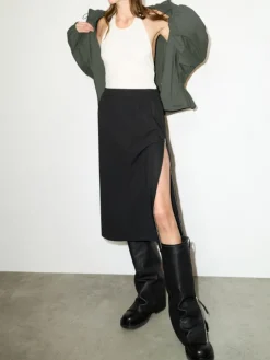 Technical-jersey pencil skirt - black