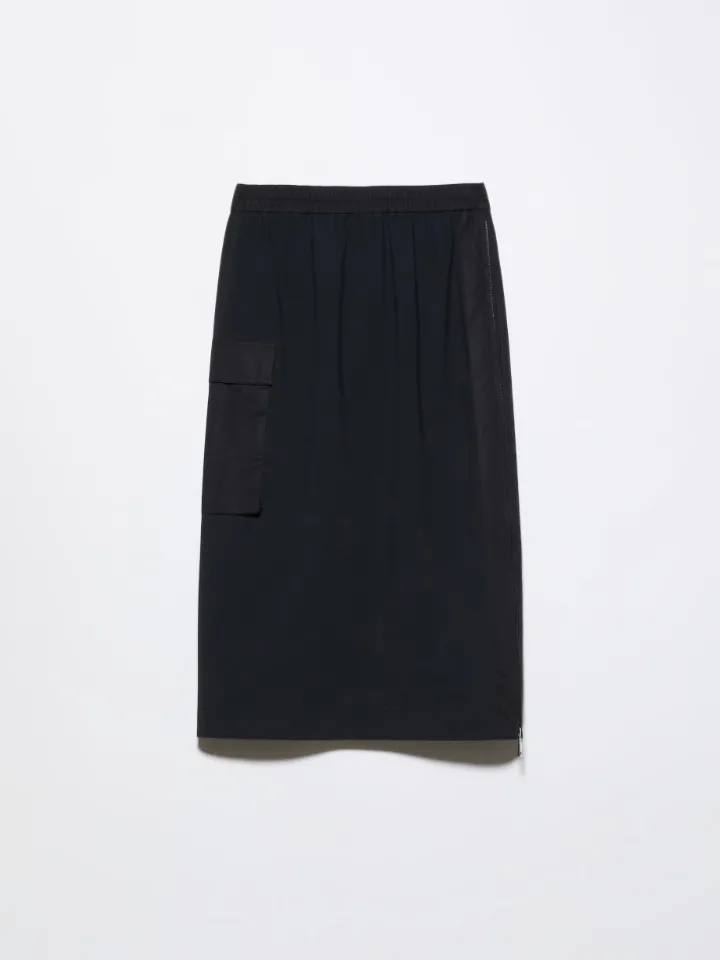 Technical-jersey pencil skirt - black