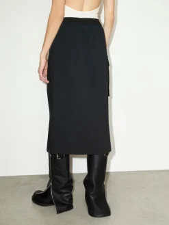 Technical-jersey pencil skirt - black