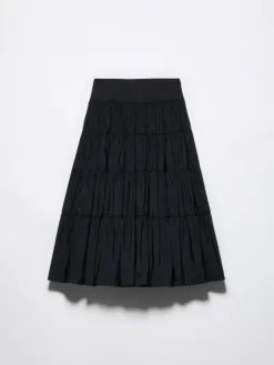 Tiered taffeta corolla skirt - black
