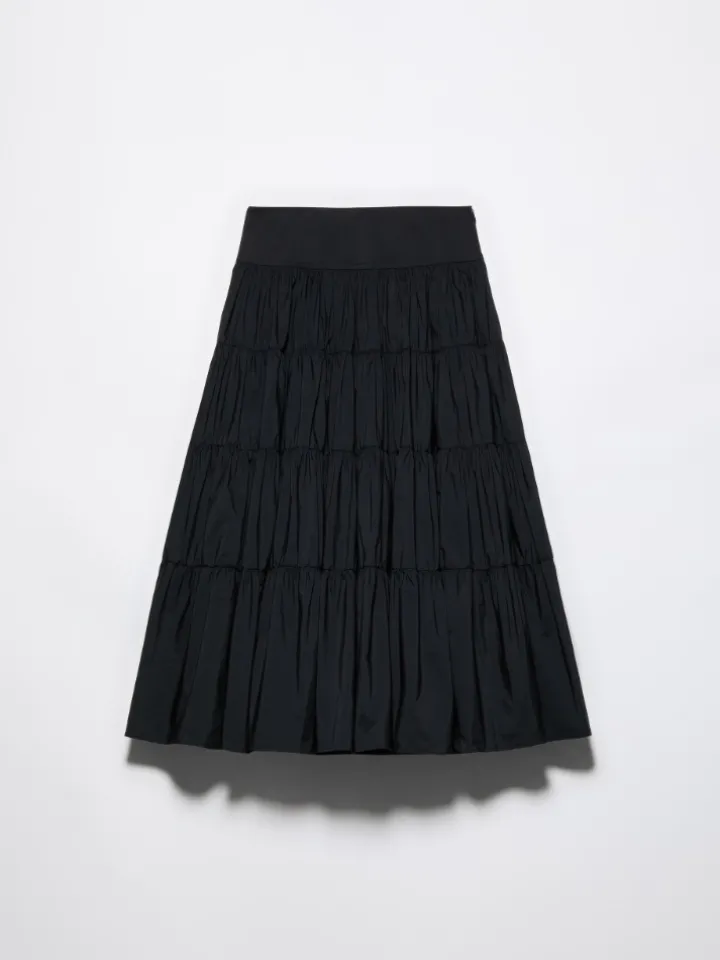 Tiered taffeta corolla skirt - black