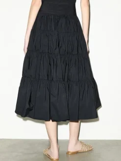 Tiered taffeta corolla skirt - black