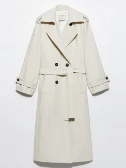 Undyed gabardine trench coat - wool white