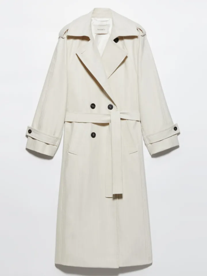 Undyed gabardine trench coat - wool white