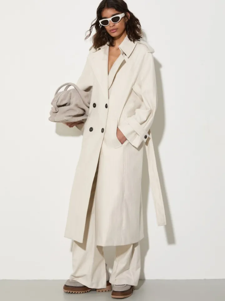 Undyed gabardine trousers - wool white