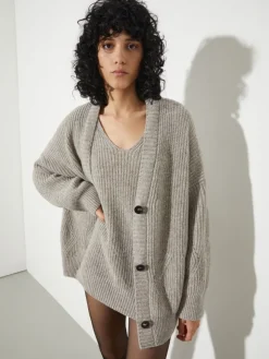 Undyed wool-blend cardigan - sand