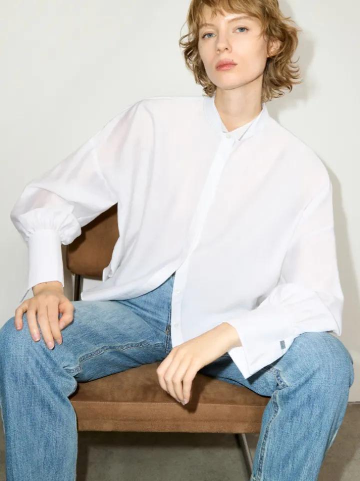 Voile shirt with cufflinks - optical white