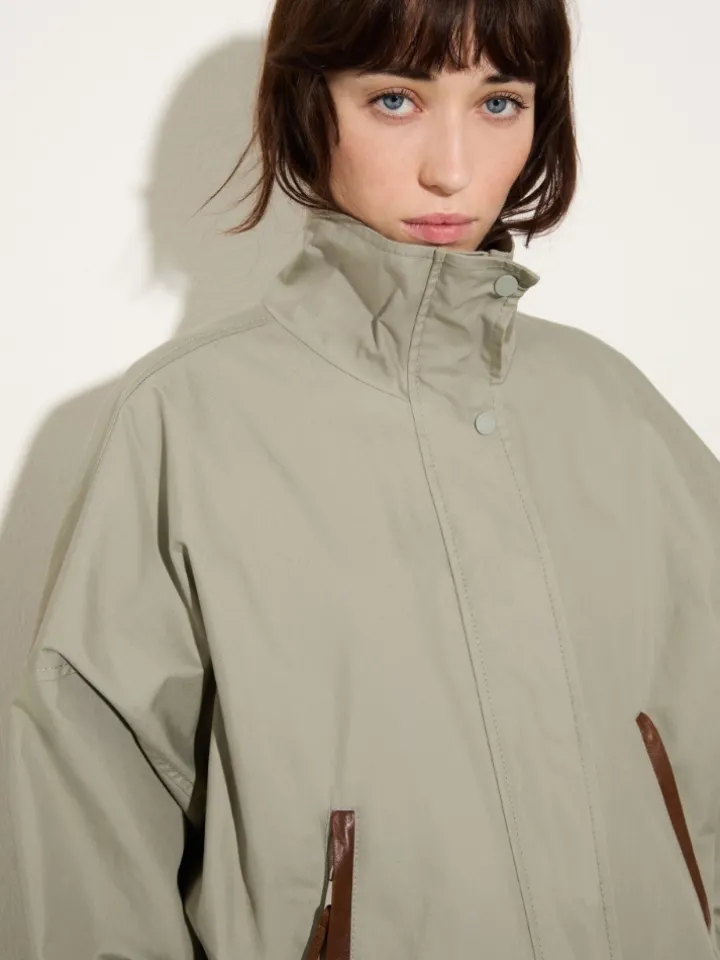 Water-repellent gabardine jacket - sage