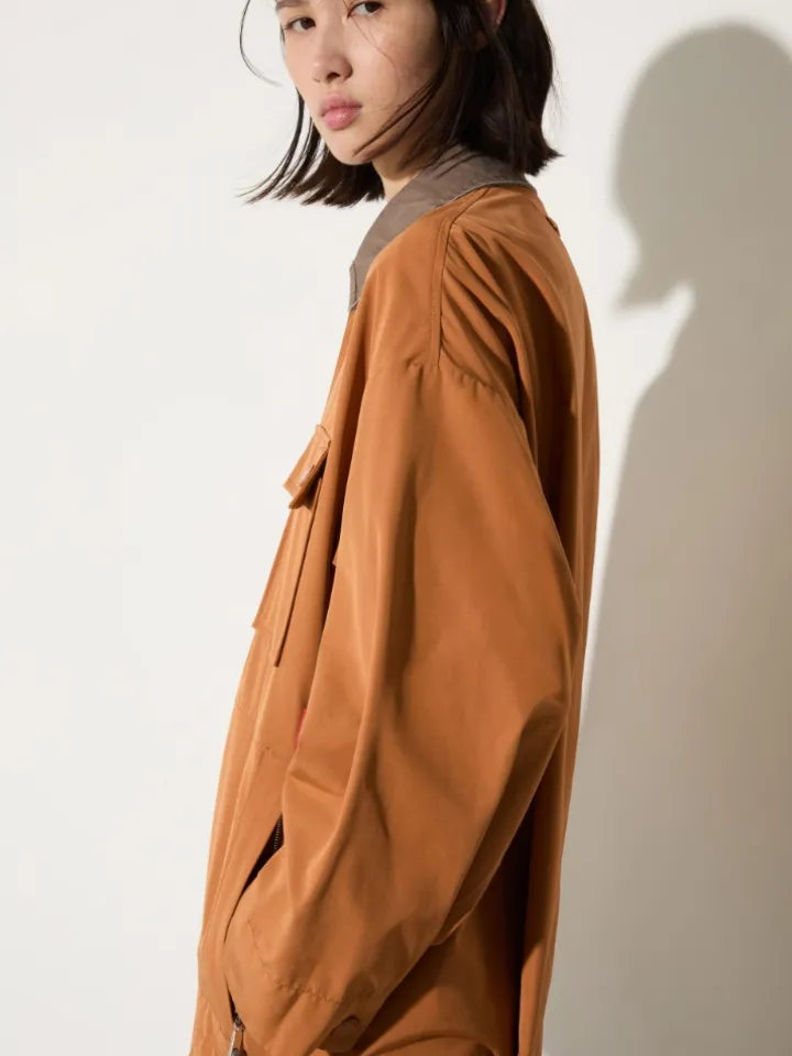 Water-repellent shacket - terra cotta