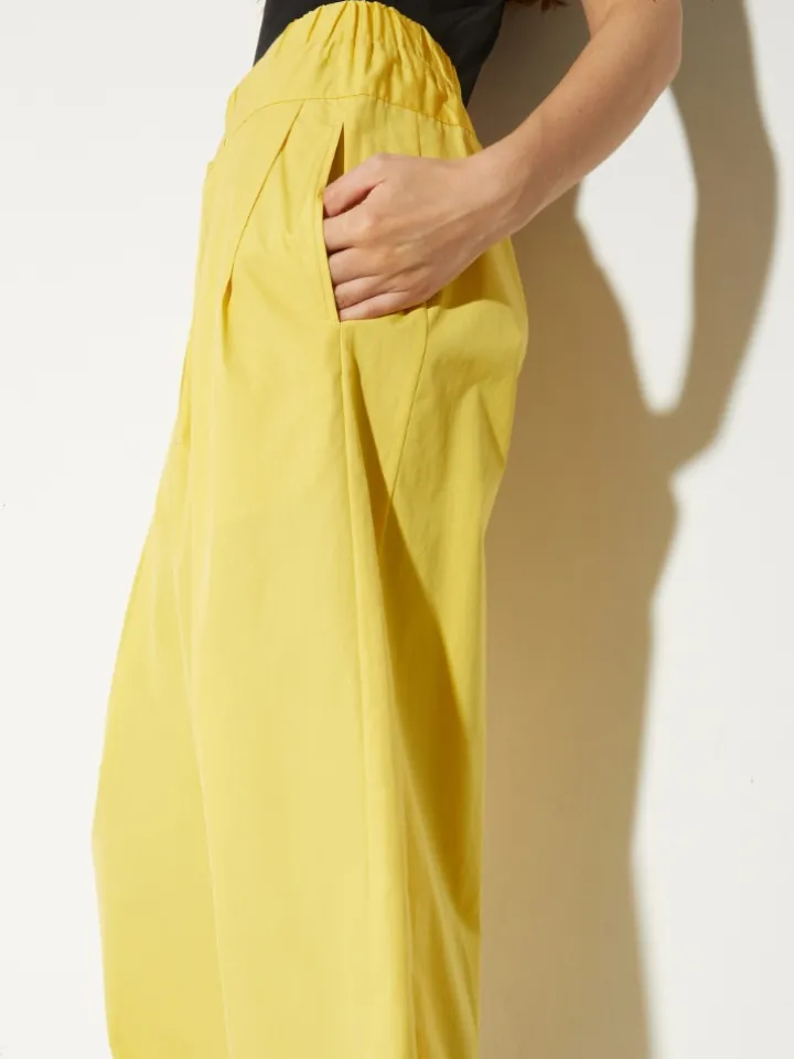 Wide-fit poplin trousers - light yellow