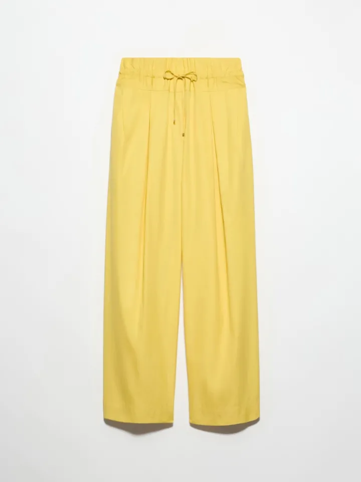 Wide-fit poplin trousers - light yellow