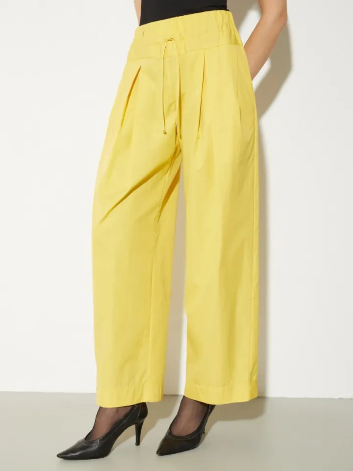Wide-fit poplin trousers - light yellow
