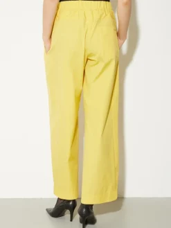 Wide-fit poplin trousers - light yellow