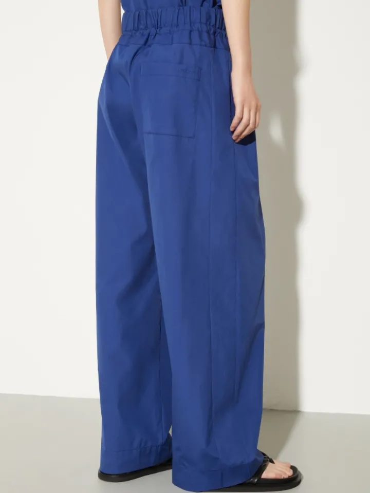 Wide-fit poplin trousers - navy