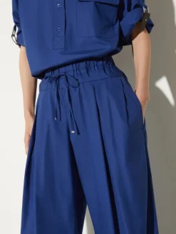 Wide-fit poplin trousers - navy