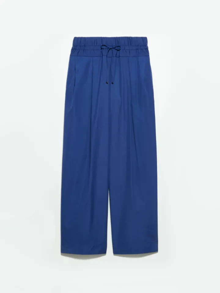 Wide-fit poplin trousers - navy