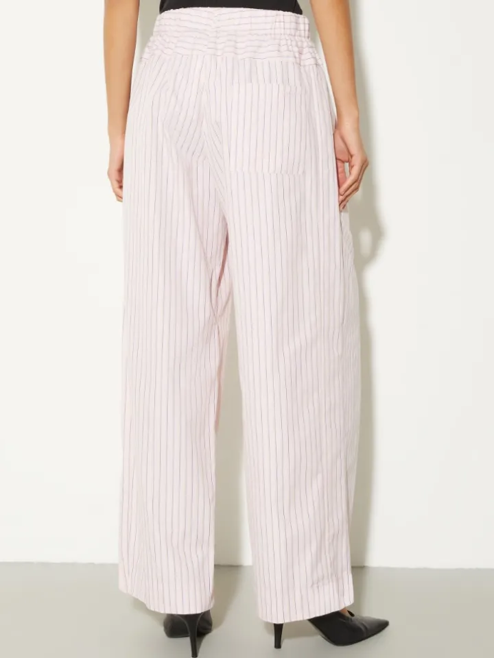 Wide-fit poplin trousers - powder