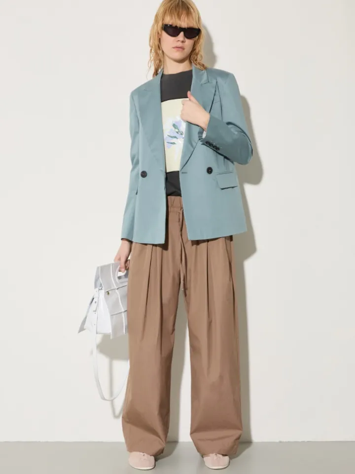 Wide-fit poplin trousers - turtledove