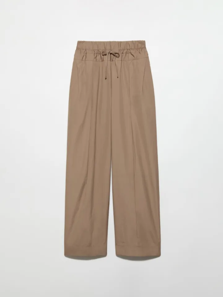 Wide-fit poplin trousers - turtledove