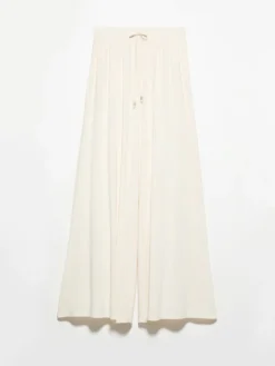Wide-leg crepe-jersey trousers - ivory