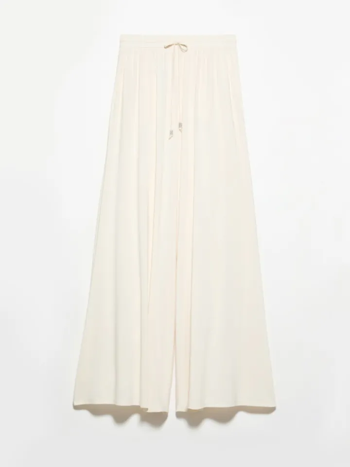 Wide-leg crepe-jersey trousers - ivory