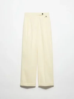 Wide-leg gabardine trousers - vanilla