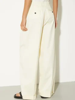 Wide-leg gabardine trousers - vanilla