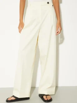 Wide-leg gabardine trousers - vanilla