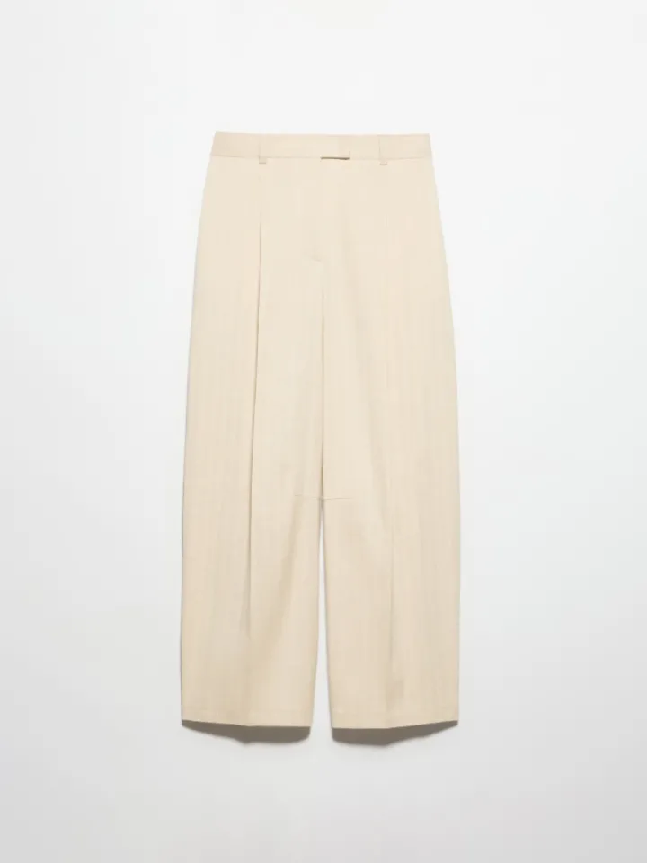 Wide-leg linen and cotton trousers - rope
