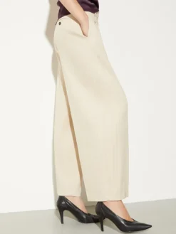 Wide-leg linen and cotton trousers - rope