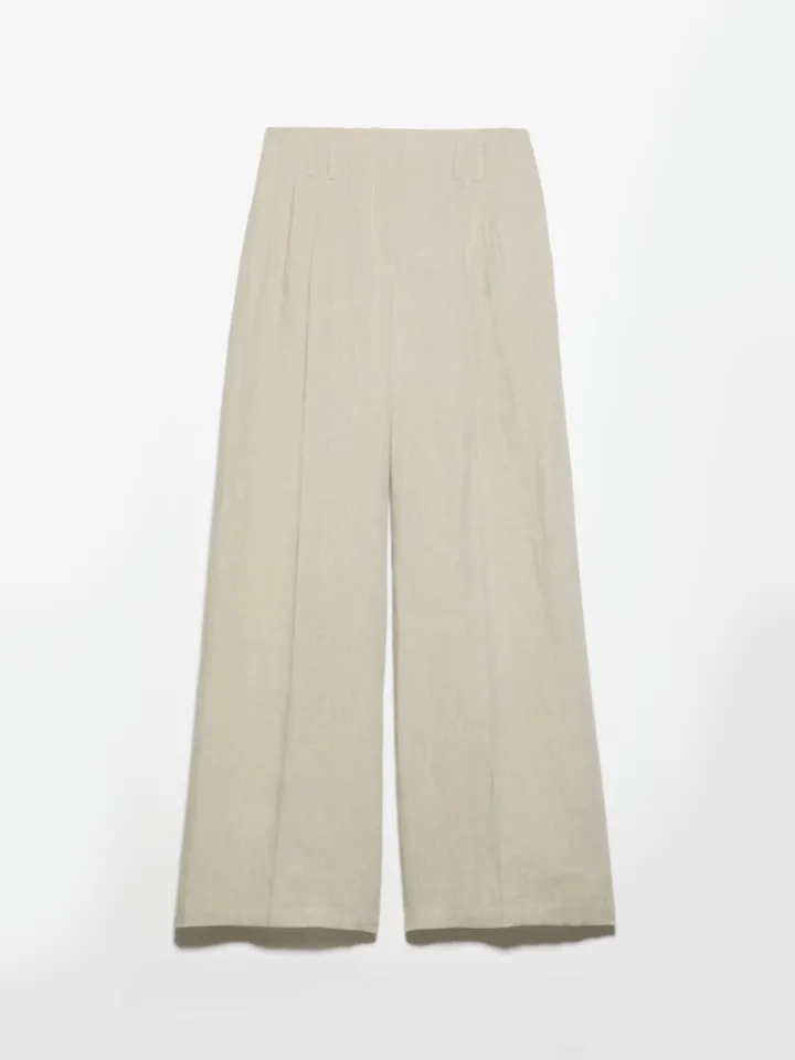 Wide-leg linen trousers - off-white
