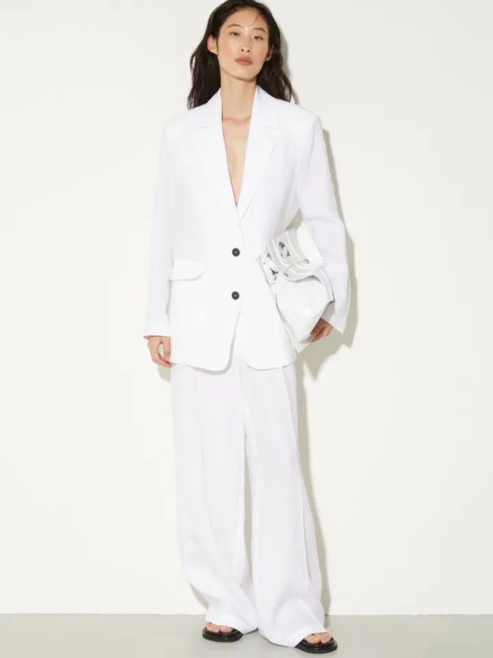Wide-leg linen trousers - white